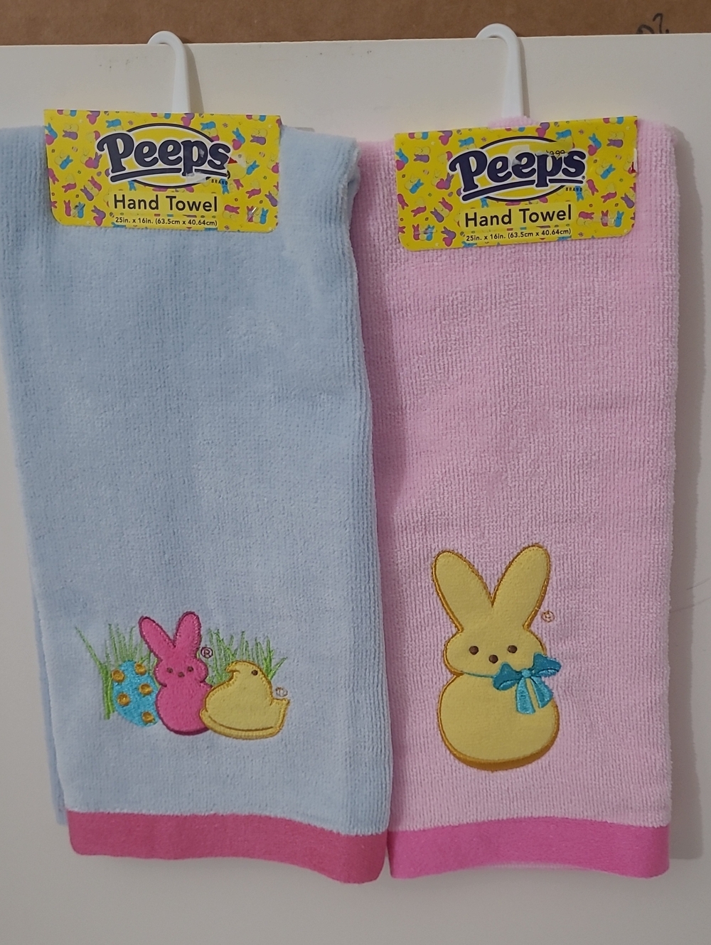 Peeps Bunny Hand Towels - Pink & Light Blue